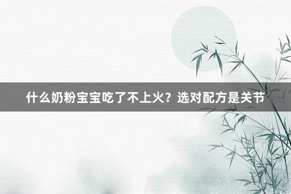什么奶粉宝宝吃了不上火？选对配方是关节